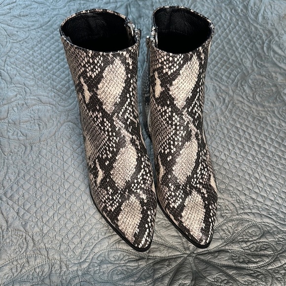 Madden Girl Black and White Snakeskin Ankle Boots - Picture 3 of 7